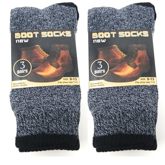Men Thermal Boot Socks Thick Warm Winter Socks, Size 9-13,  6 PAIRS, NEW - Picture 1 of 6